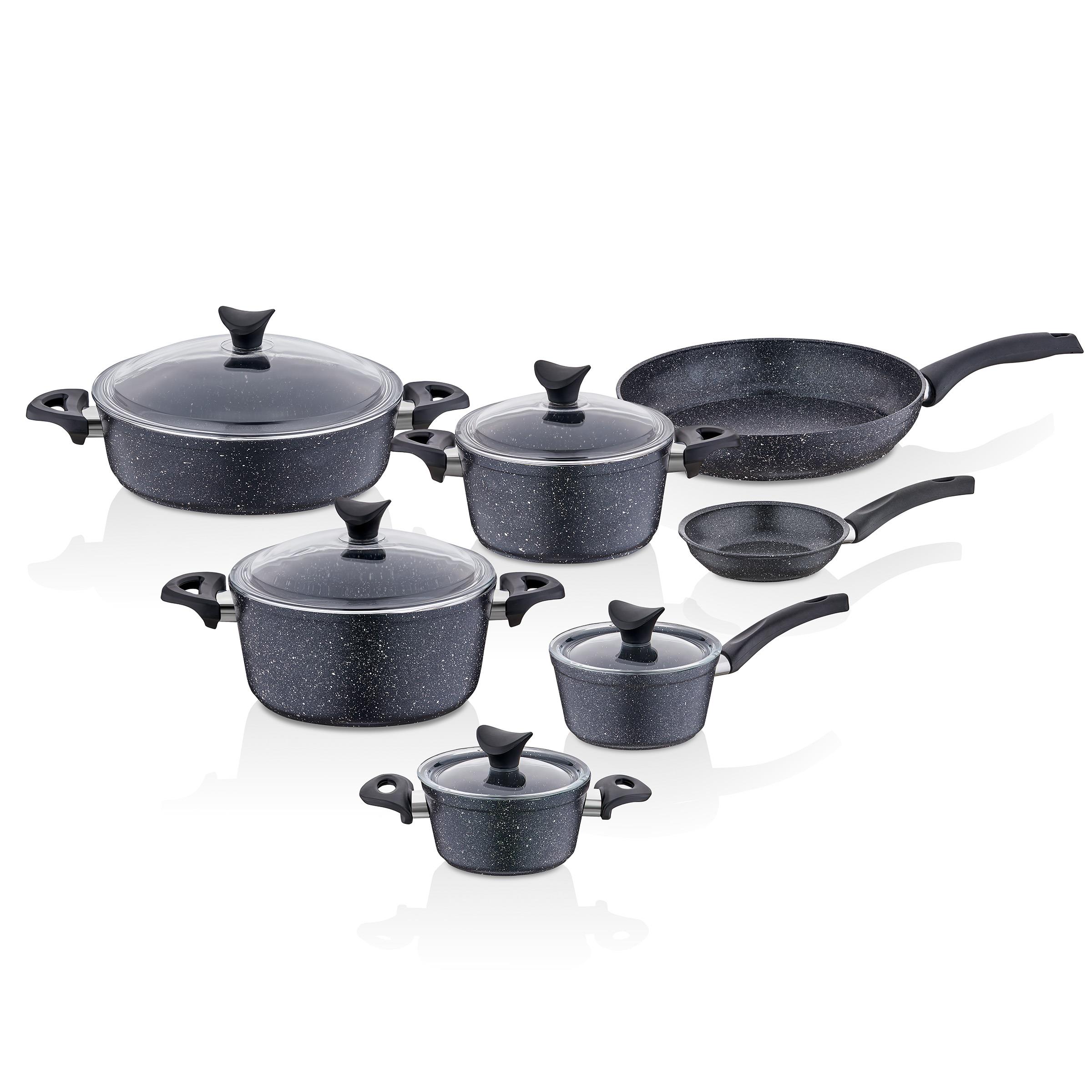 Taç Master Cook Family 12 Prç Granit Tencere Seti Siyah görsel 10