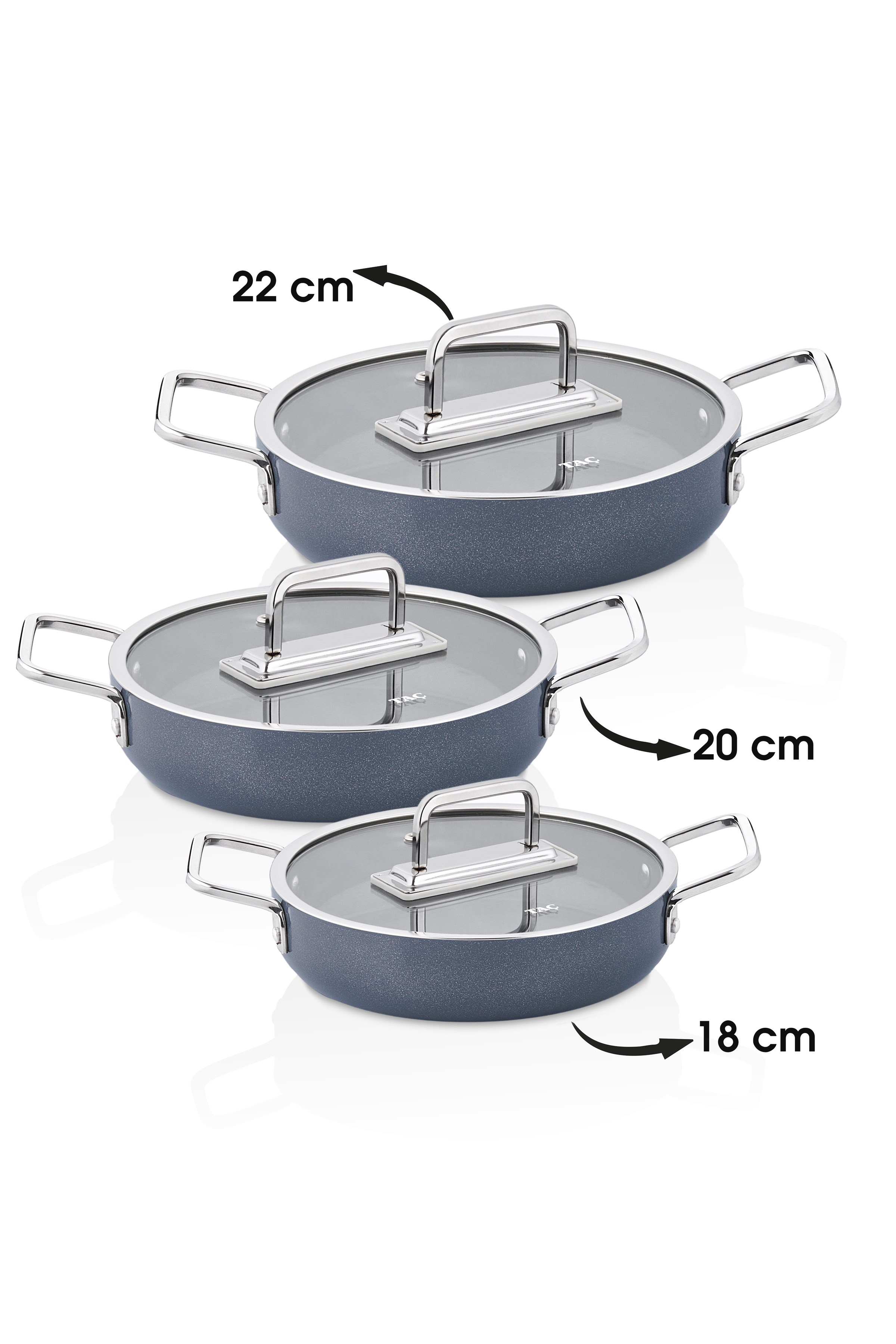 Taç Sera Feel 6 Parça Seramik Sahan Seti 18-20-22 Cm / Gri görsel 2
