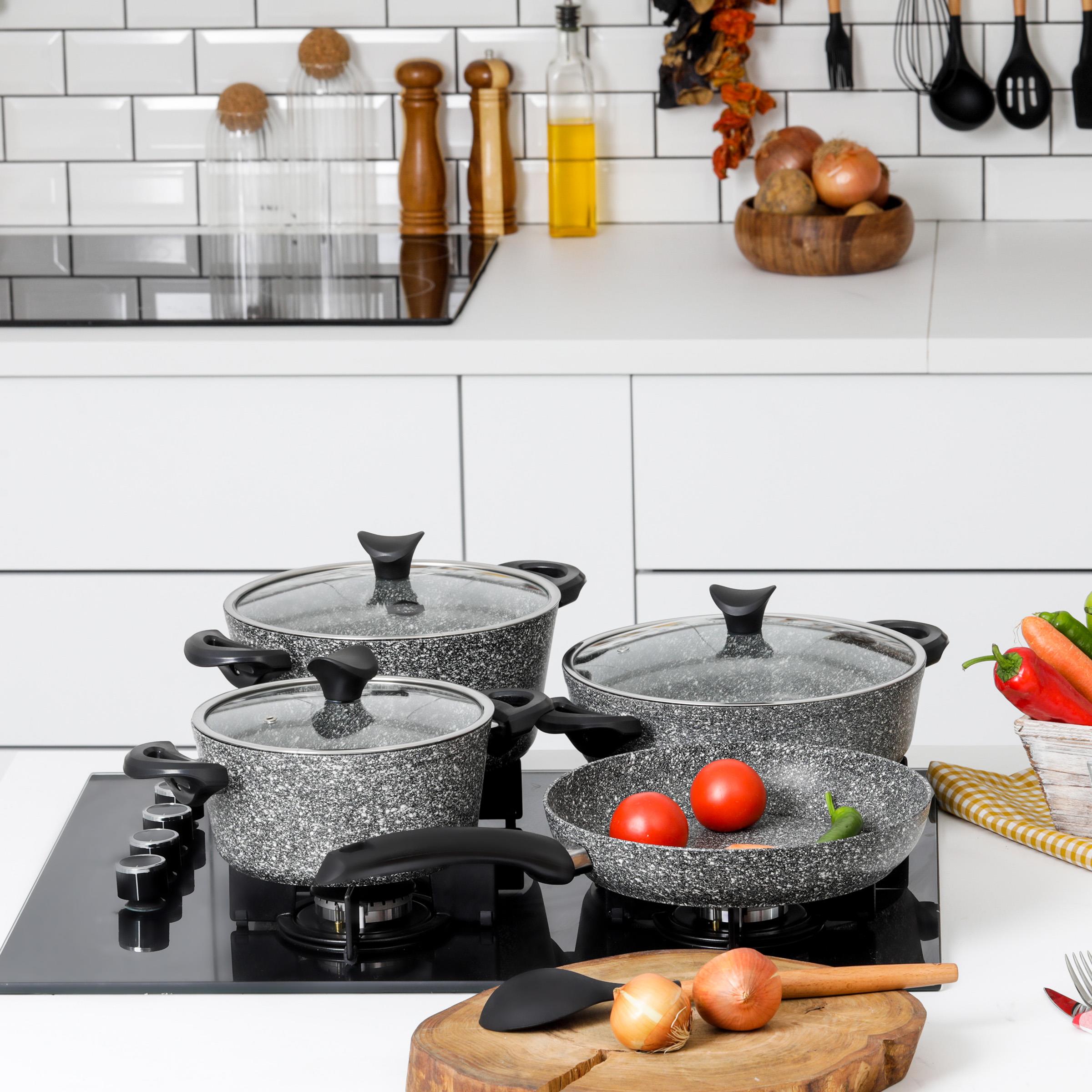 Taç Master Cook 4'lü 7 Parça Granit Tencere Seti Gri görsel 6