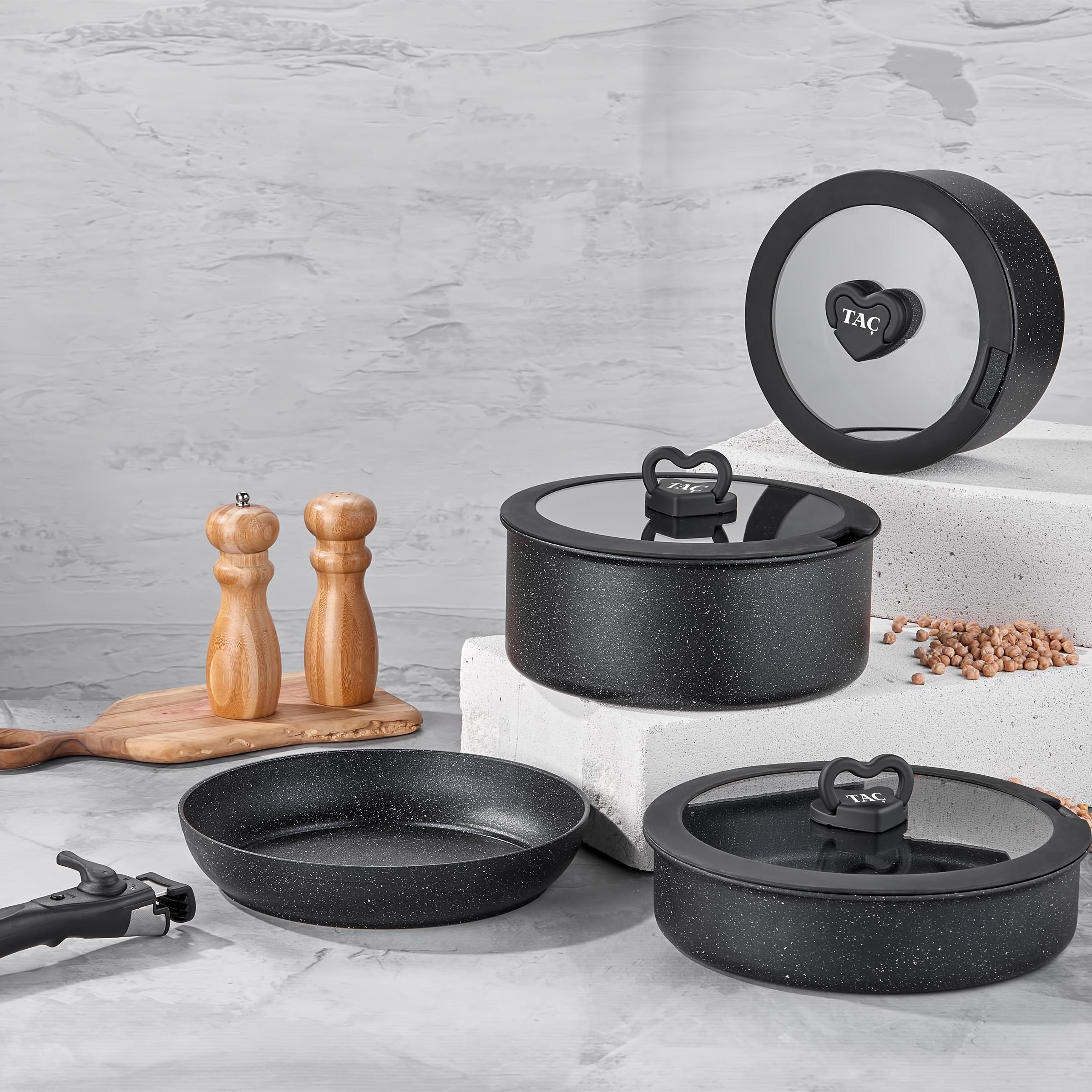 Taç Easy Connect 8 Parça Tencere Seti Siyah görsel 3