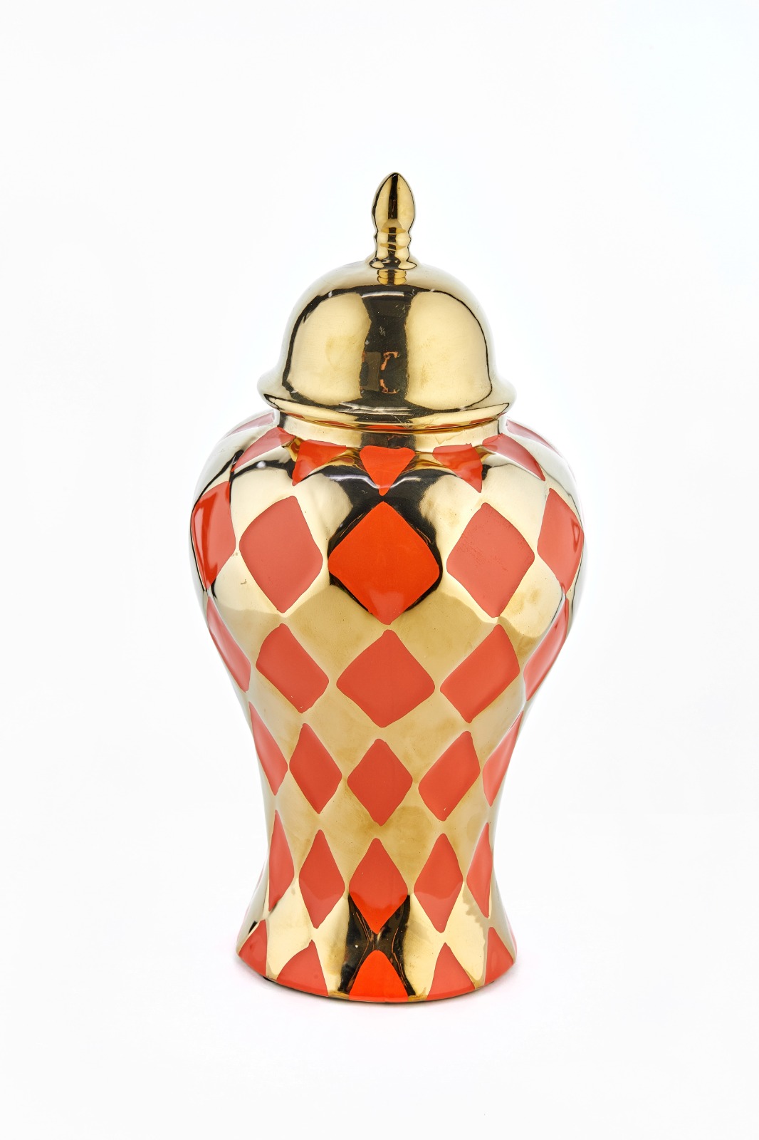Cornella Jupiter 45 Cm Turuncu Gold Dama Desenli Seramik Vazo görsel 2