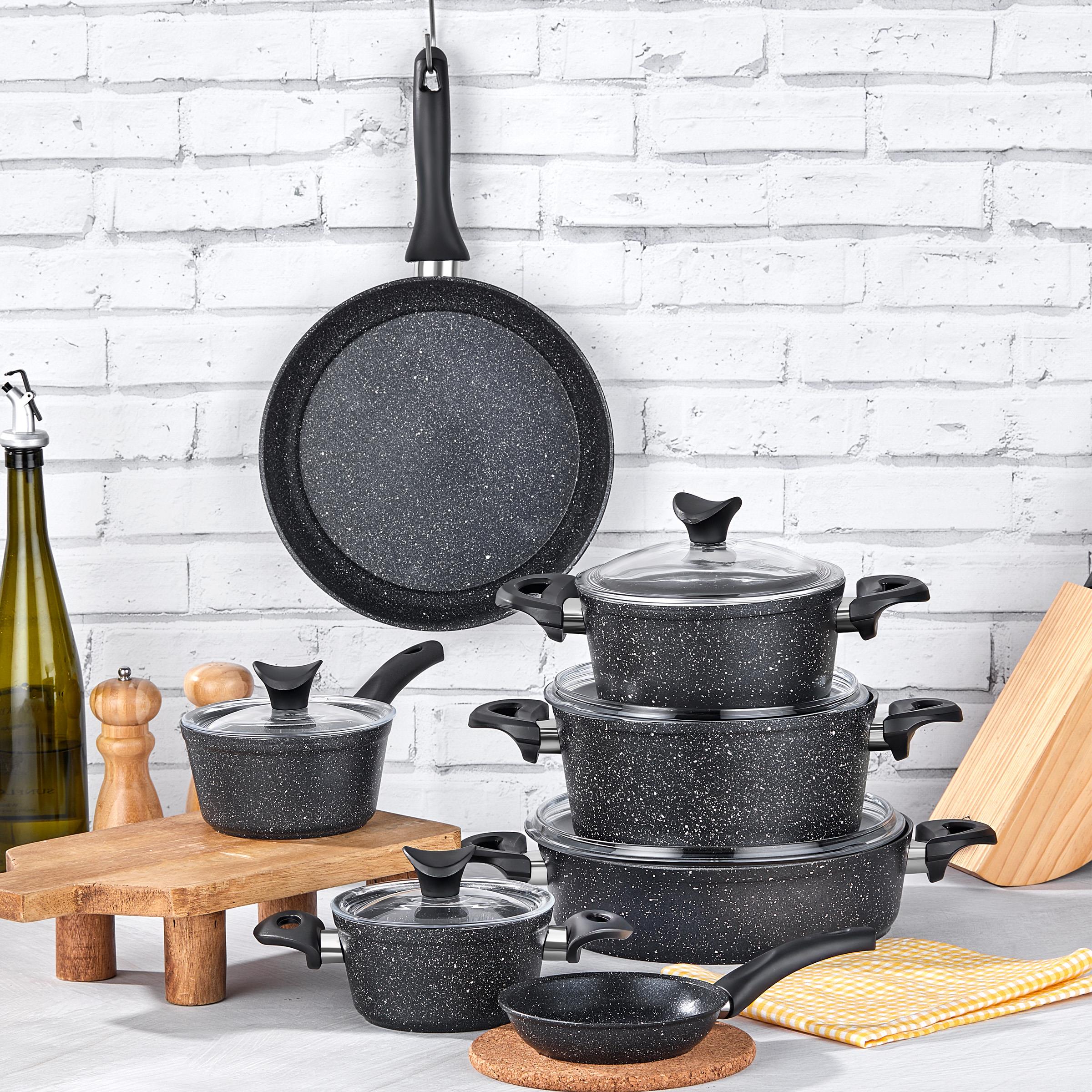 Taç Master Cook Family 12 Prç Granit Tencere Seti Siyah görsel 5