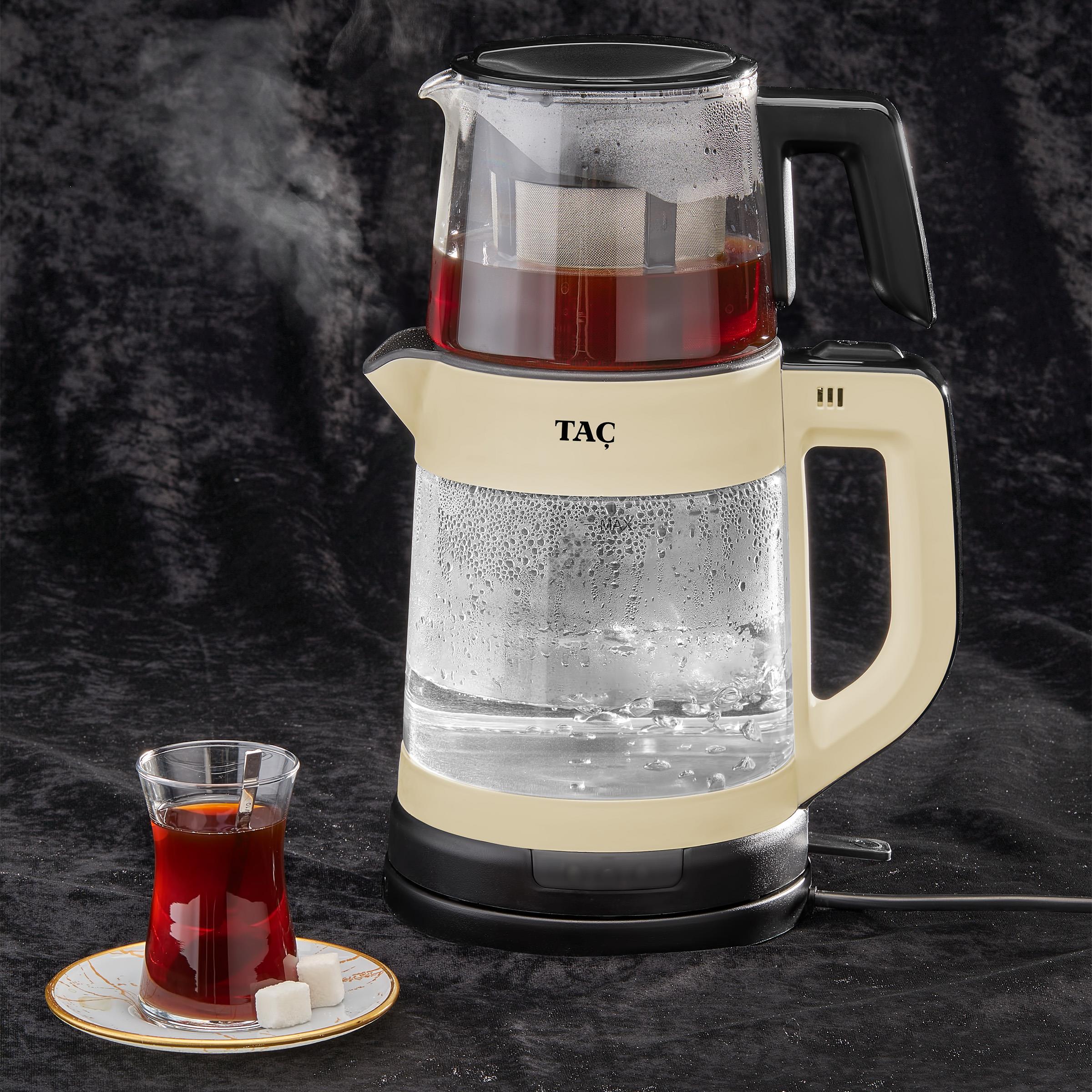 Taç Glassdem Çay Makinesi Krem görsel 2