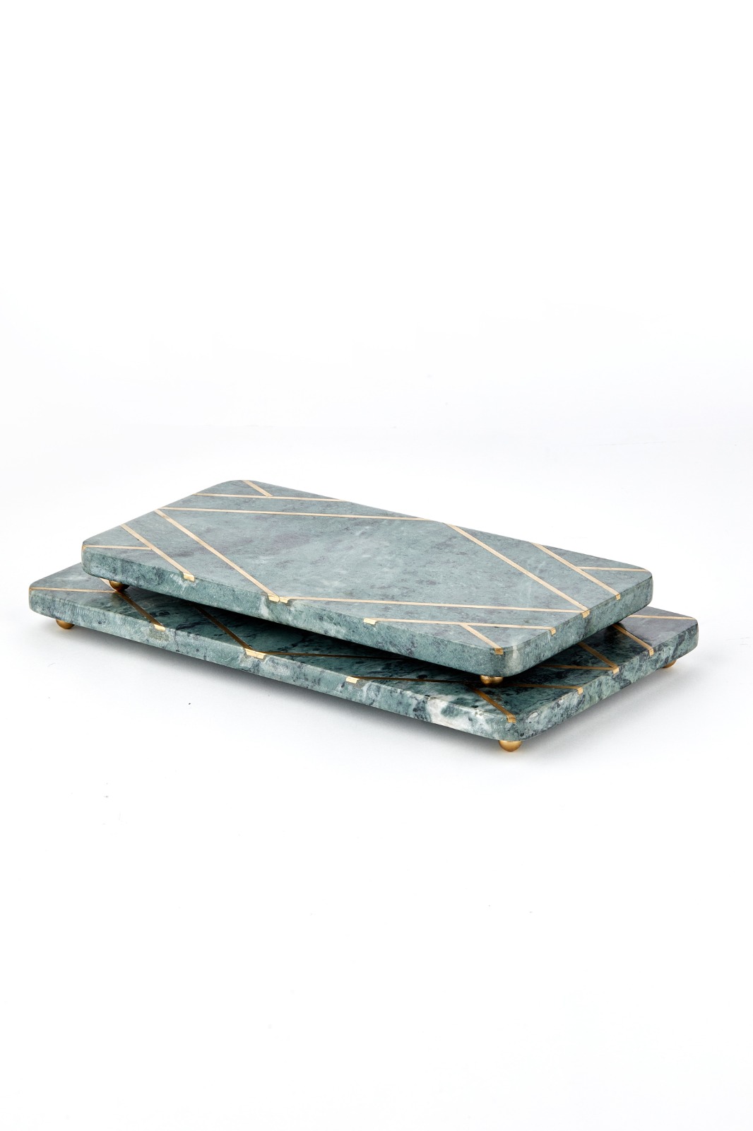 Cornella Marble World Yeşil Renk 2 Li D Dörtgen Mermer Sunumluk Seti 30 Cm Ve 35 Cm görsel 2