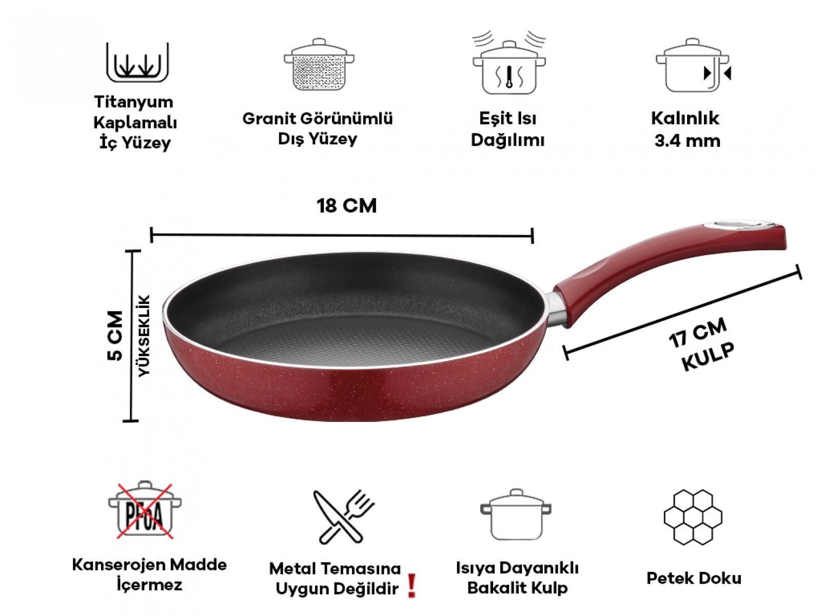 Taç Titan Granit Tava 18cm görsel 3