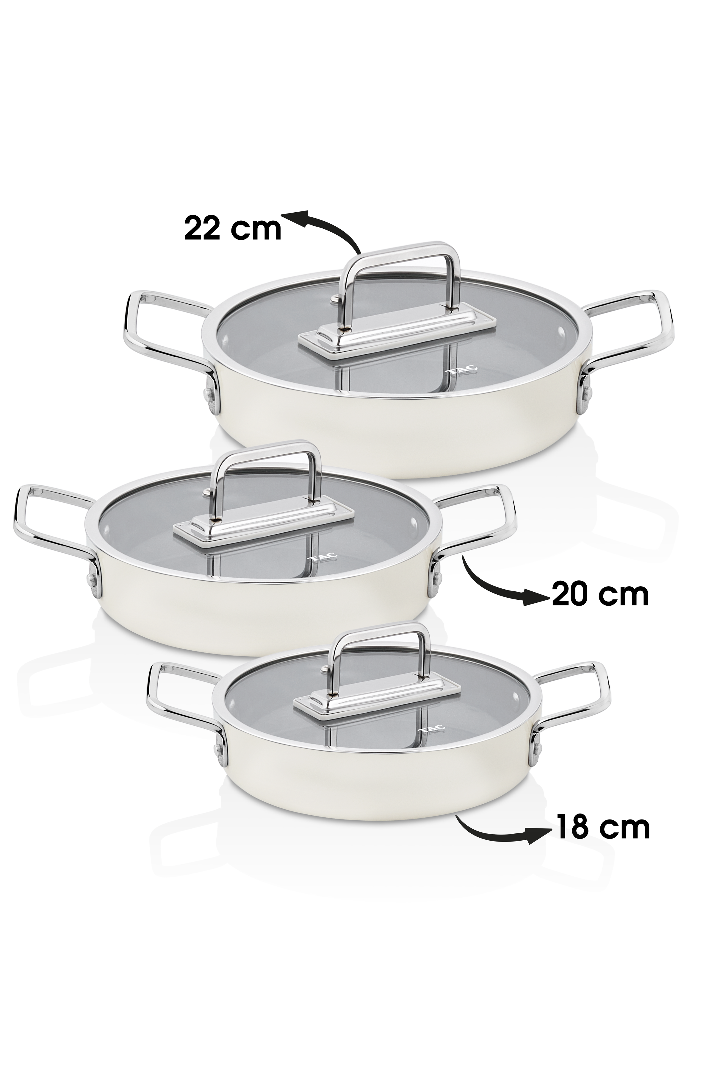 Taç Sera Feel 6 Parça Seramik Sahan Seti 18-20-22 Cm / Beyaz