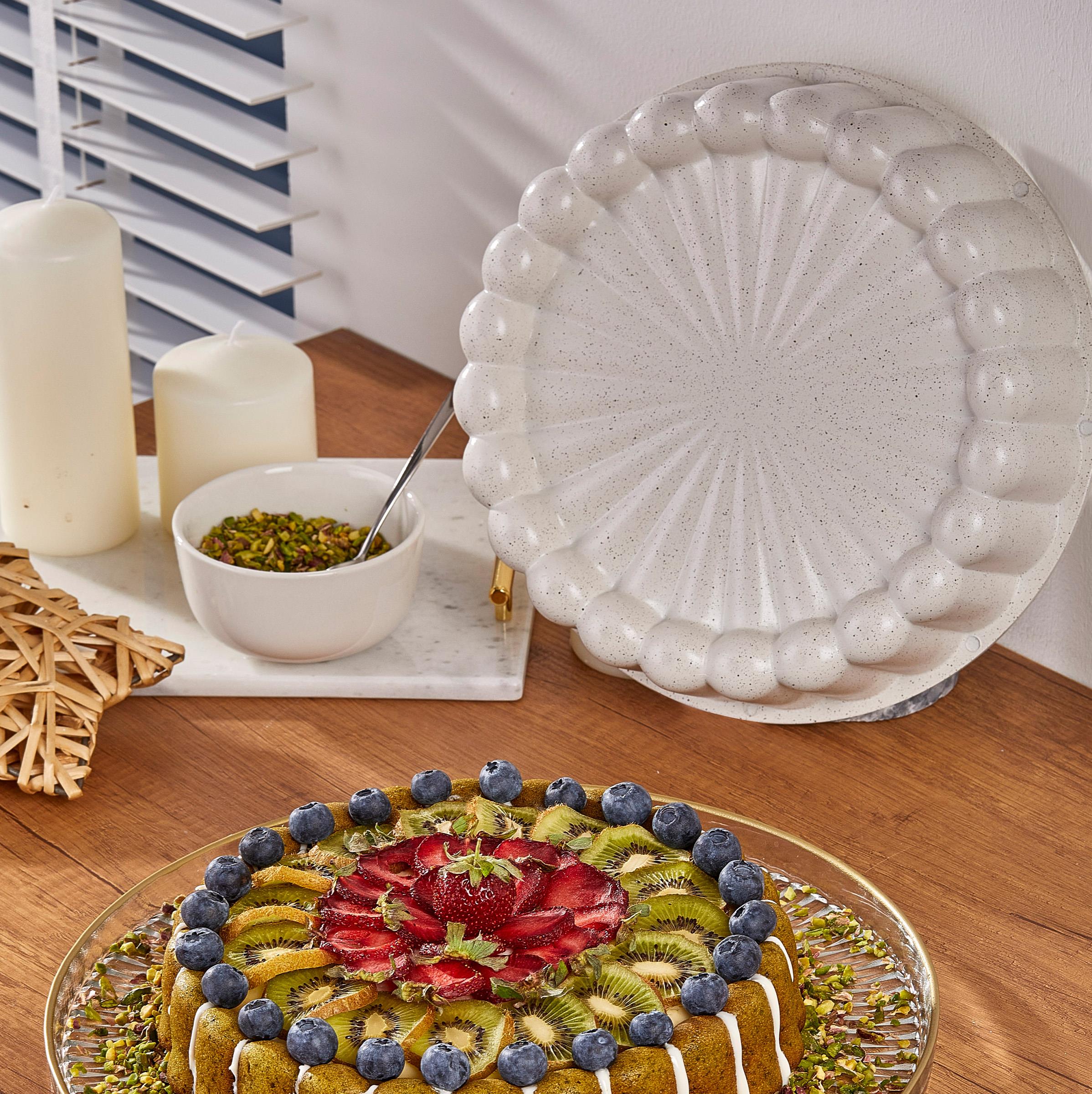 Taç Granit Döküm Tart Kalıbı Krem 26 cm görsel 2