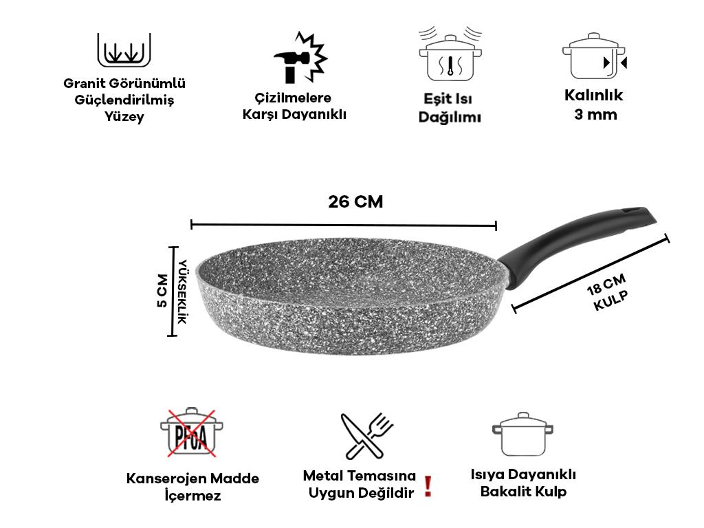 Taç Ultra Granit Tava 26cm görsel 2