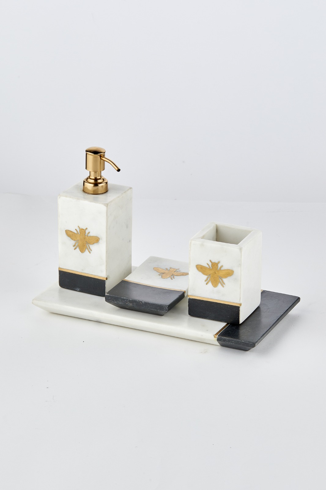 Cornella Marble World Arı Figürlü 4'lü Banyo Seti görsel 2