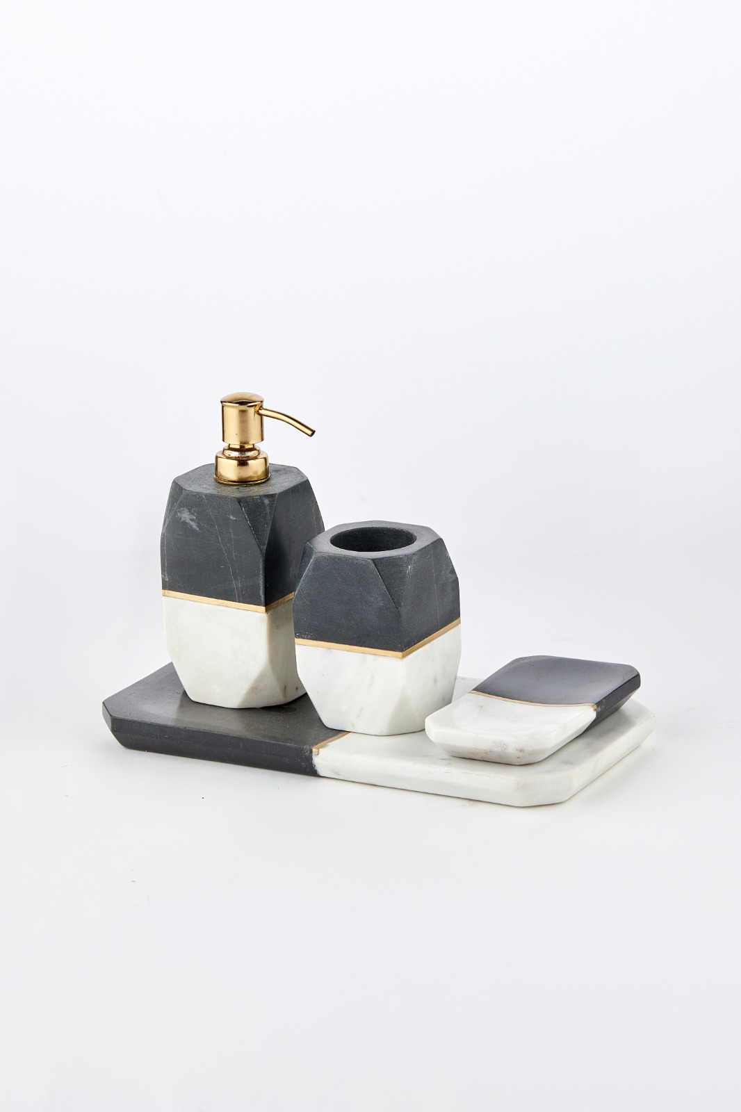 Cornella Marble World Gri-Beyaz 4'lü Banyo Seti görsel 3