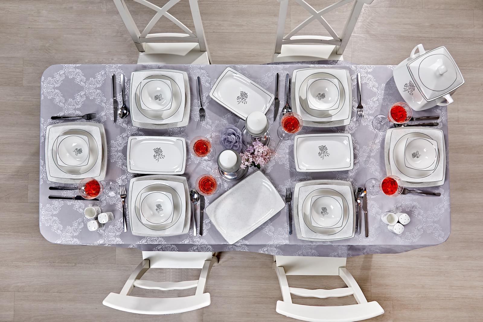 Taç Real Bone Tia Platin 60 Parça 12 Kişilik Yemek Takımı görsel 5